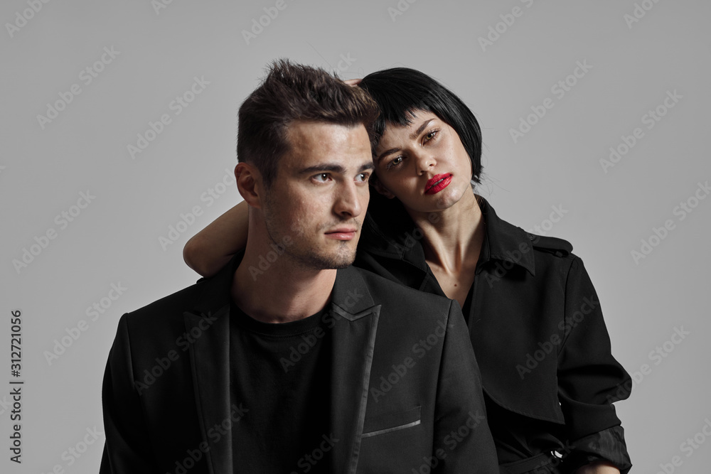 portrait of young man and woman portrait of young man and woman