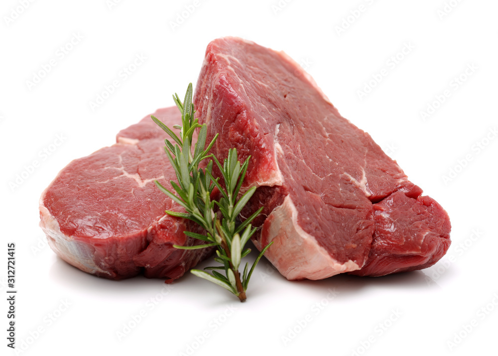 Raw Steaks on white background Raw Steaks on white background