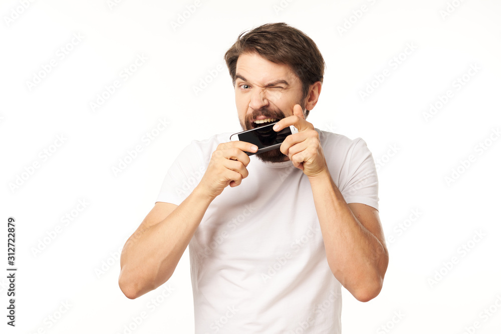 young man with mobile phone young man with mobile phone