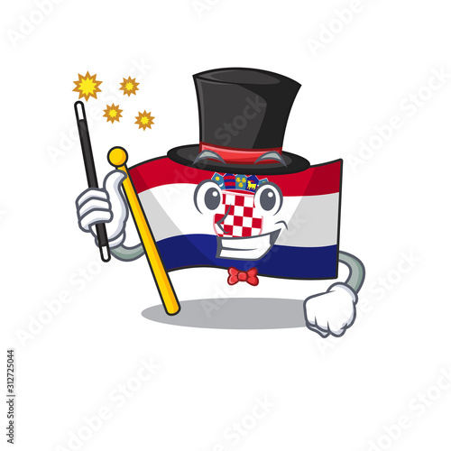 Mascot of flag croatia Scroll performance as a Magician style