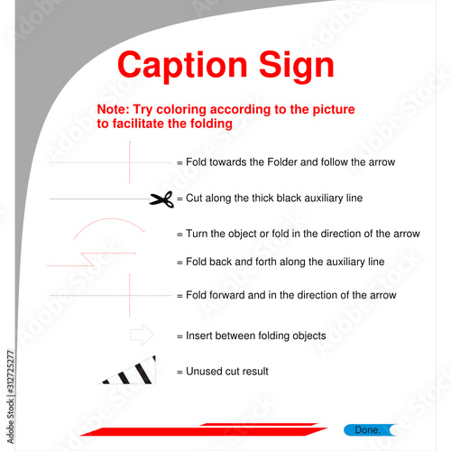 Origami 3d folding paper for kid education with captin sign