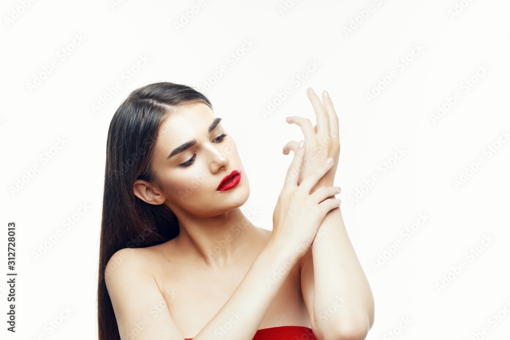 Fototapeta premium beautiful woman bare shoulders clean skin
