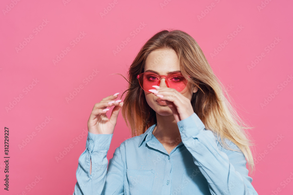 portrait of young woman in glasses portrait of young woman in glasses