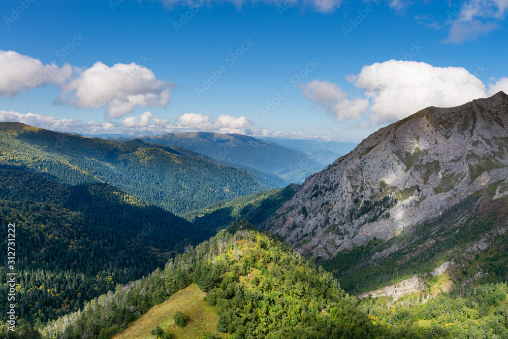 Caucasian mountains of the Republic of Adygea, Krasnodar region. South of Russia. Beautiful foothills of the Caucasus, Krasnodar region.
