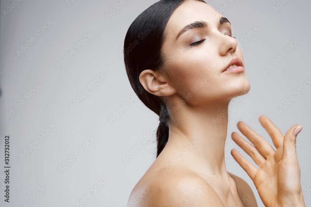 beautiful woman bare shoulders clean skin beautiful woman bare shoulders clean skin