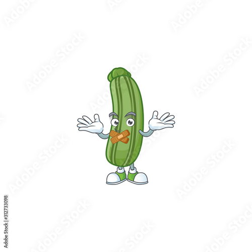 Zucchini cartoon character style with silent gesture
