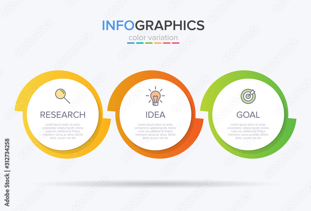 Concept of arrow business model with 3 successive steps. Three colorful graphic elements. Timeline design for brochure, presentation. Infographic design layout. Concept of arrow business model with 3 successive steps. Three colorful graphic elements. Timeline design for brochure, presentation. Infographic design layout.