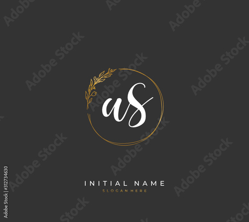 Handwritten letter A S AS for identity and logo. Vector logo template with handwriting and signature style.