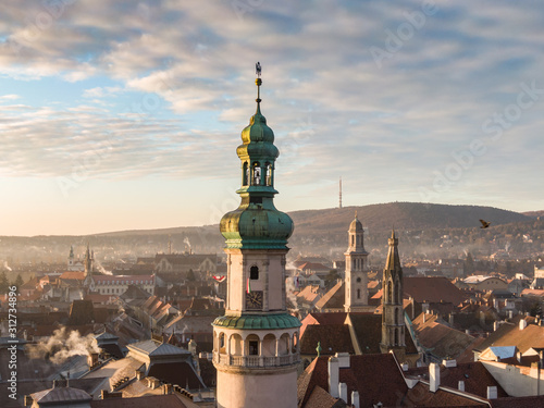 Fotografia Aerial photo of medieval Sopron with fire tower