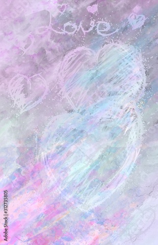 Beauteful abstract background with cute litlle and biger Hearts 