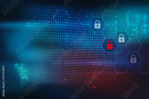 Fototapeta Naklejka Na Ścianę i Meble -  internet security and data protection background with padlocks, cybersecurity concept