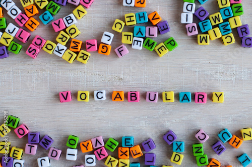 vocabulary, learning language concept from colorful letters photo