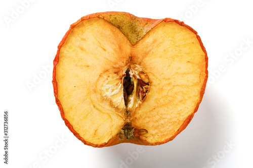 Slika na platnu cut out section of an overripe apple on white background