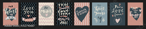Set of love quotes. Modern calligraphy, hand lettering