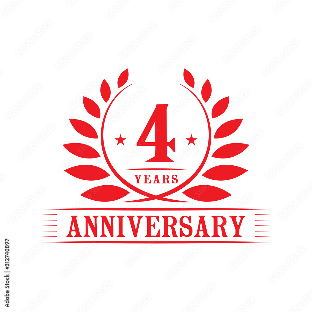 4 years logo design template. Fourth anniversary vector and illustration. 4 years logo design template. Fourth anniversary vector and illustration.