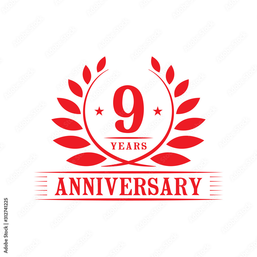 9 years logo design template. Ninth anniversary vector and illustration. 9 years logo design template. Ninth anniversary vector and illustration.