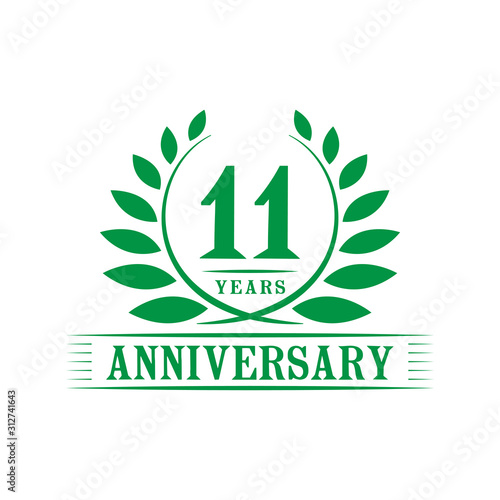 11 years logo design template. Eleventh anniversary vector and illustration.
