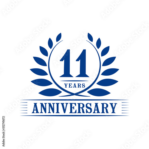 11 years logo design template. Eleventh anniversary vector and illustration.