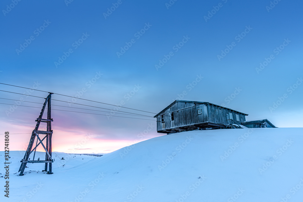 Lanscape photo of the old copper mine at Storwartz, Roros in Norway. World heritage site in the winter Lanscape photo of the old copper mine at Storwartz, Roros in Norway. World heritage site in the winter