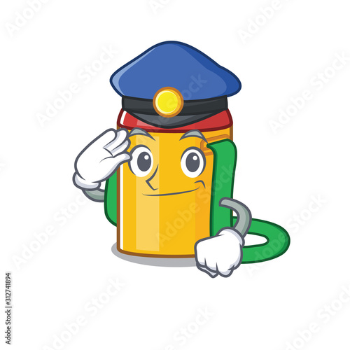 Kids water bottle Scroll Cartoon mascot style as a Police officer
