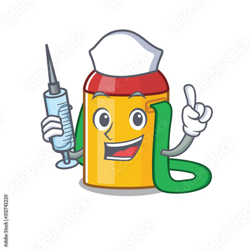 Hospitable Cute Nurse kids water bottle Scroll cartoon style holding syringe