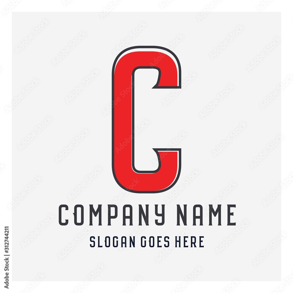 Initial C logo creative design in flat style with color Initial C logo creative design in flat style with color
