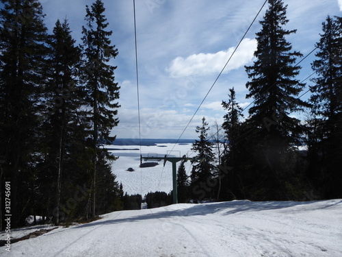 Ski slope in Koli National Park in Finland.