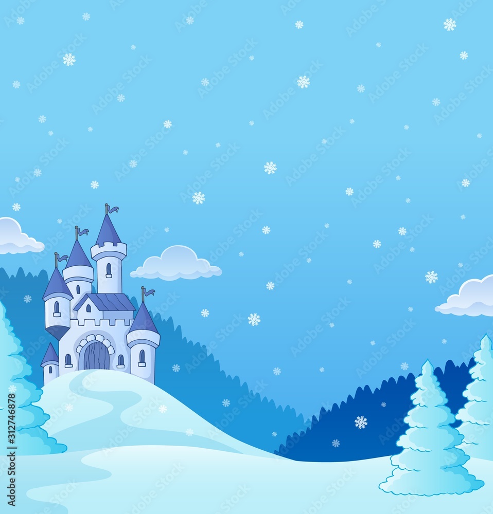 Winter countryside with castle theme 2