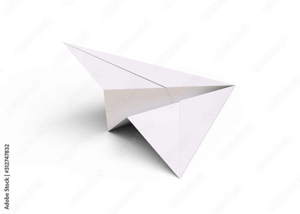 Paper plane isolated on white background 3d rendering - obrazy, fototapety, plakaty 
