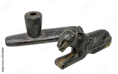 Принти на полотні Two Pipes of the North American Indians made of dark soapstone