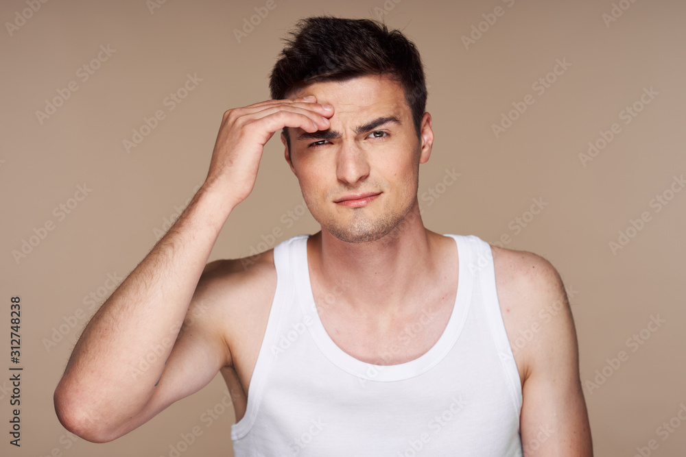 young man with headache young man with headache