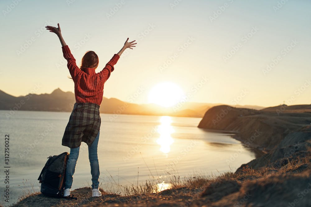 Fototapeta premium man with open arms raised