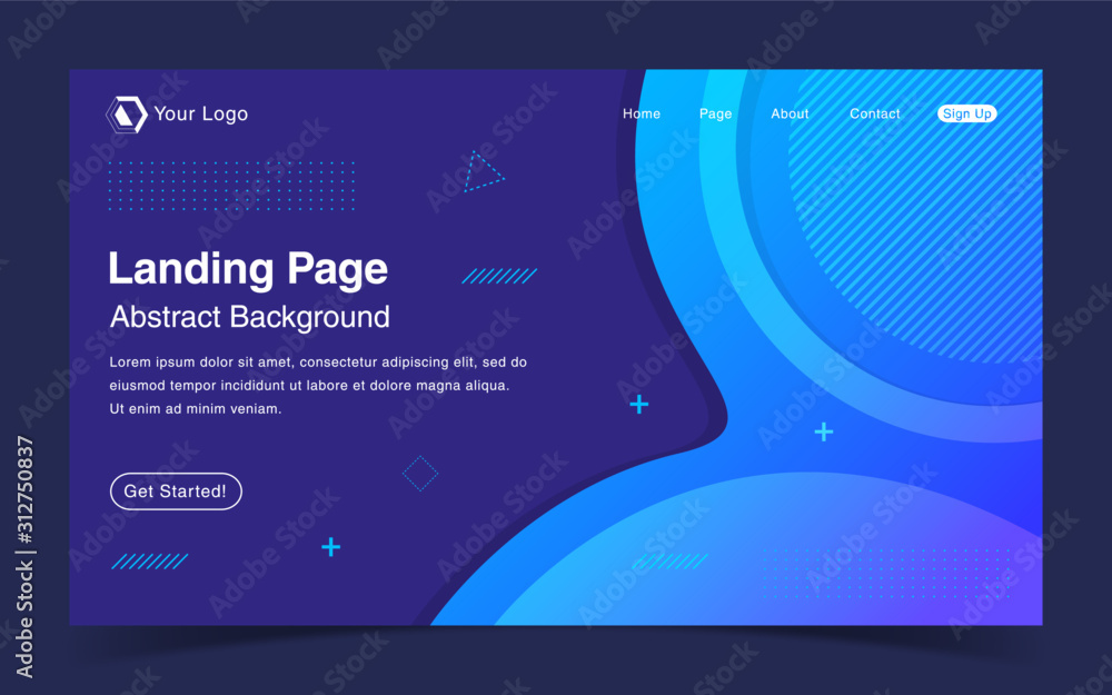 Website Landing Page With Abstract Background Website Landing Page With Abstract Background