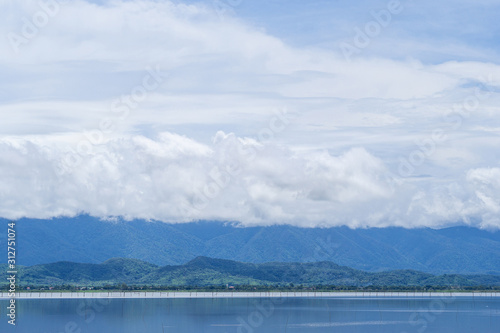 Landscape scenic view of lake, forest and mountains in Thailand. Beautiful nature background, looking and feeling relaxed. Nature helps create new inspiration to us always. Beautiful landscape nature