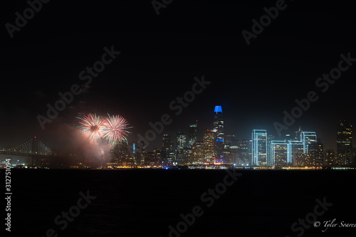 Fireworks from Treasure Island, California on New Years 2020.