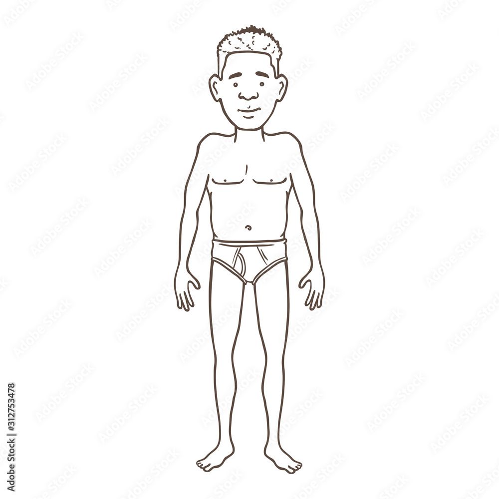 Fototapeta premium Vector Outline Afroamerican Man in Underpants