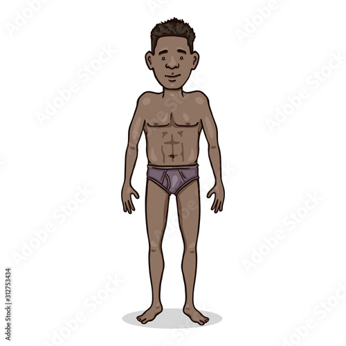 Vector Cartoon Afroamerican Man in Purple Underpants