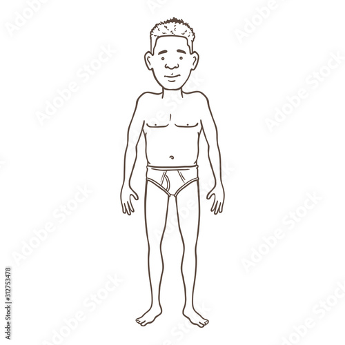 Vector Outline Afroamerican Man in Underpants