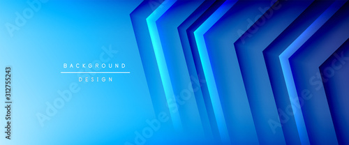 Arrow lines, technology digital template with shadows and lights on gradient background. Trendy simple fluid color gradient abstract background with dynamic straight shadow lines effect