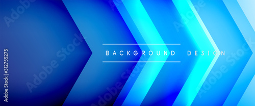Arrow lines, technology digital template with shadows and lights on gradient background. Trendy simple fluid color gradient abstract background with dynamic straight shadow lines effect