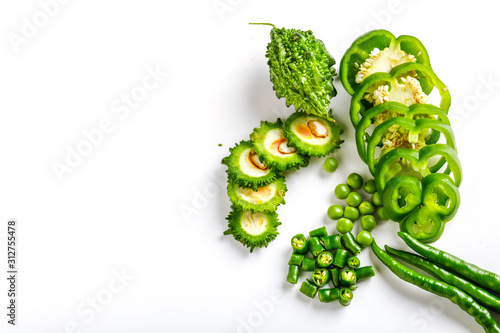 Raw mix vegetable on white background 