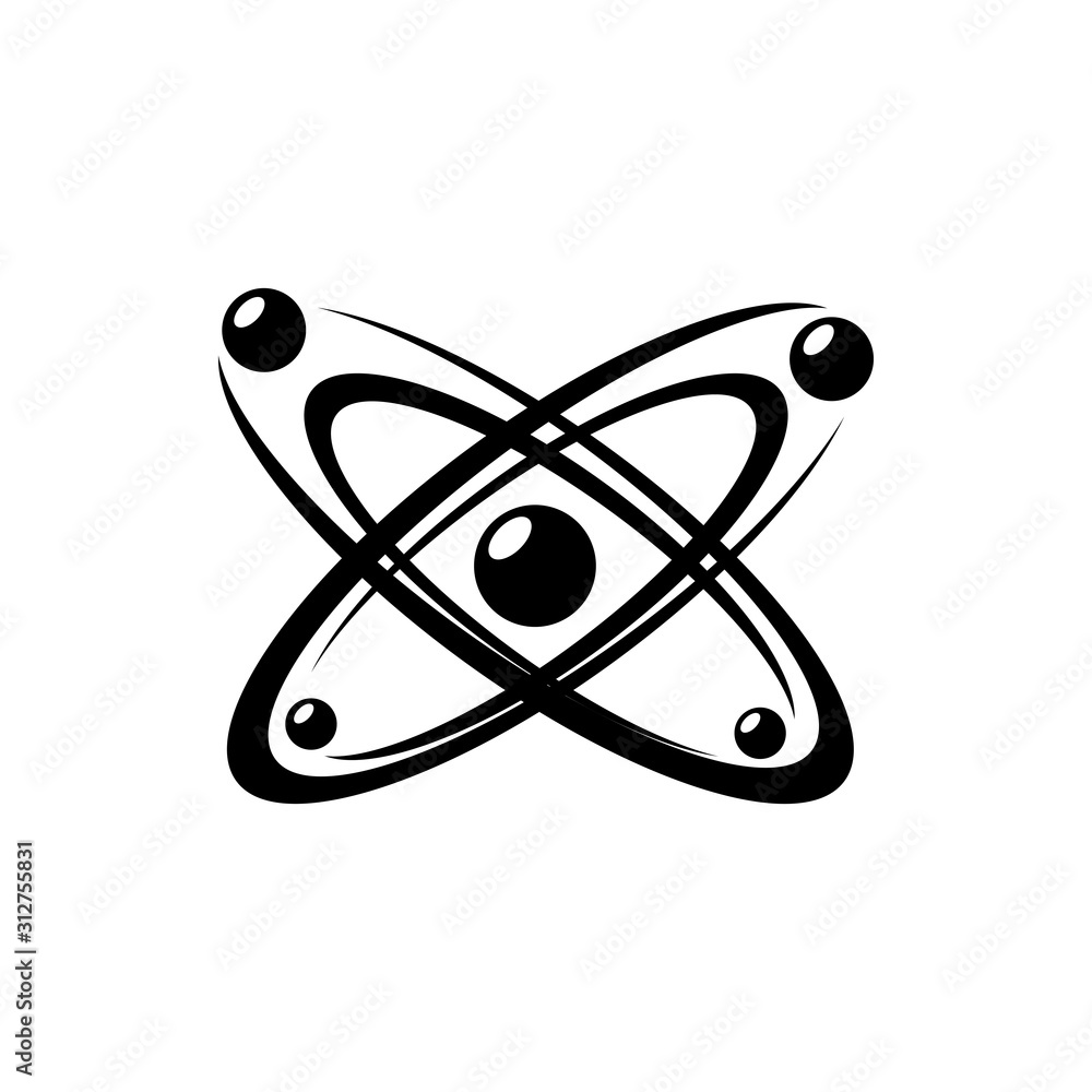 Molecules and atoms symbols isolated chaotic motion. Vector biology, pharmacy, chemistry science logo Molecules and atoms symbols isolated chaotic motion. Vector biology, pharmacy, chemistry science logo