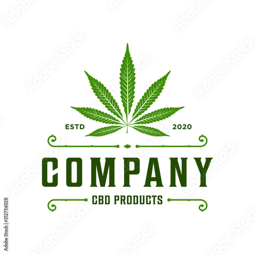 marijuana / cannabis logo design template . classic vintage retro style