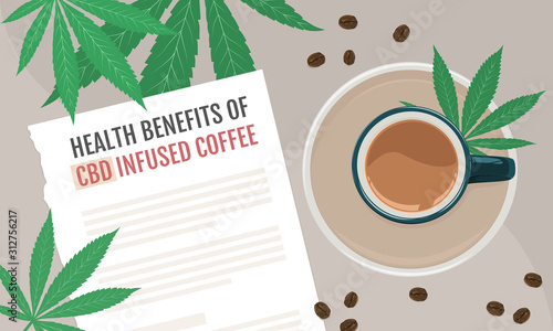 Health benefits of cannabidiol(CBD) infused coffee and tea. The combination with THC, reduce pain and associated with diseases.