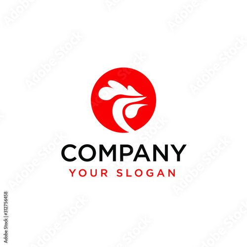 Chicken heads / roster's head with circle modern logo vector template inspiration
