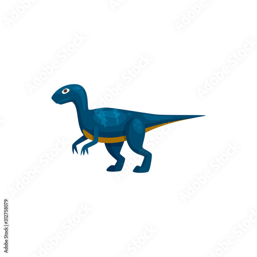 Cartoon tyrannosaurus isolated funny prehistoric animal. Vector blue t-rex dino, extinct character