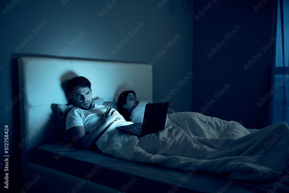 Fototapeta premium man watching tv in living room