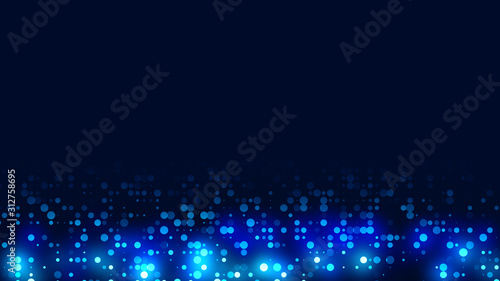 Dot blue pattern screen led light gradient texture background. Abstract technology big data digital background. 3d rendering.