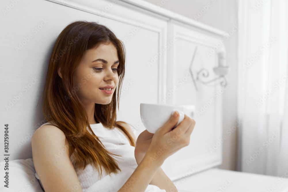 portrait of young woman with cup of coffee portrait of young woman with cup of coffee
