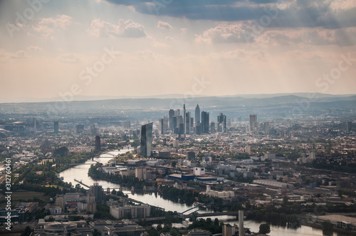 Aerial view of Skyline of Frankfurt, Germany